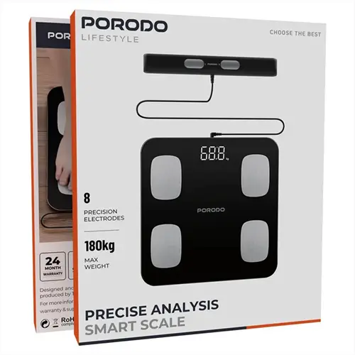 ترازو و آنالیزور هوشمند بدن Porodo مدل PDLFST089BK