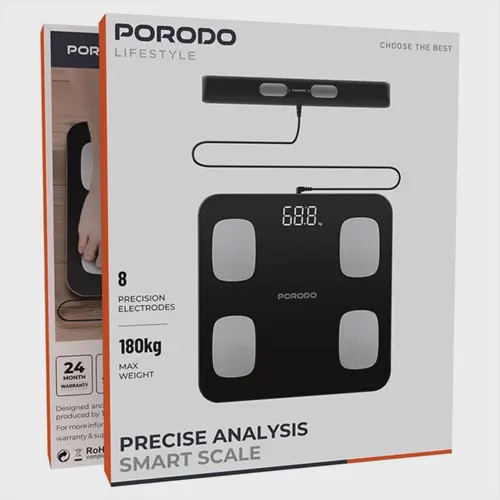 ترازو و آنالیزور هوشمند بدن Porodo مدل PDLFST089BK