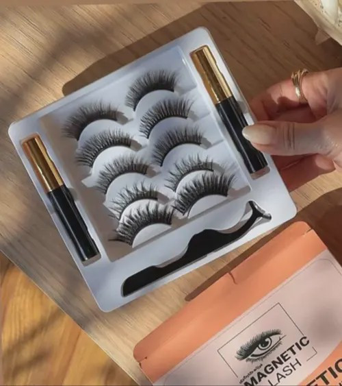 مژه مگنتی دارای خط چشم مغناطیسی پنس و 5جفت مژه برای مواقع مختلف