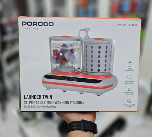 مینی لباسشویی و خشککن شارژی مدل Launder Twin HP200 از برند Porodo