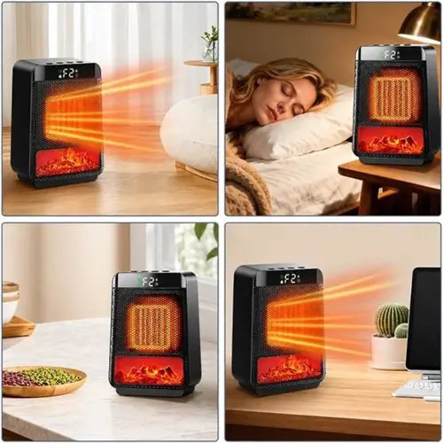 هیتر سرامیکی رومیزی با طرح شومینه سه بعدی (Flame Heater)